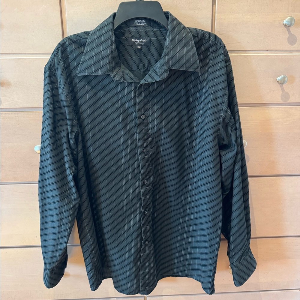 Eighty Eight Platinum Men's Black Striped Button Down Shirt Size XL